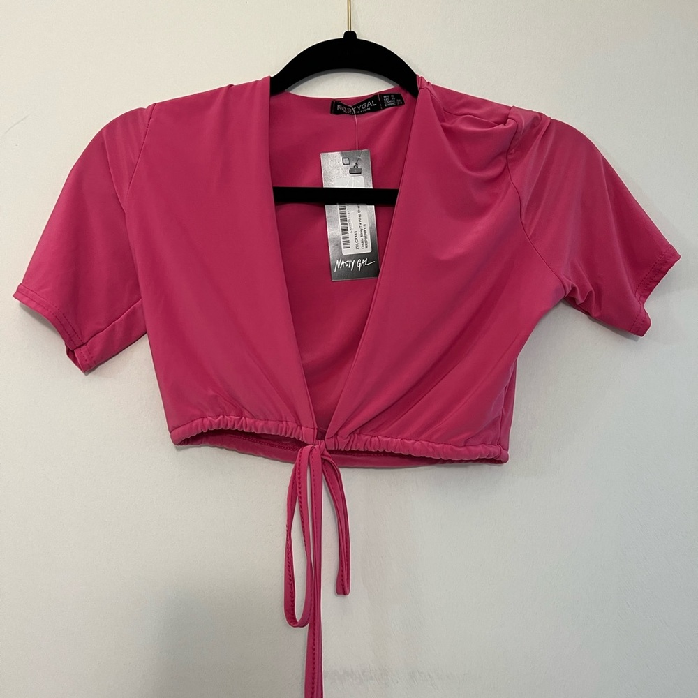 Nasty Gal pink tie up top